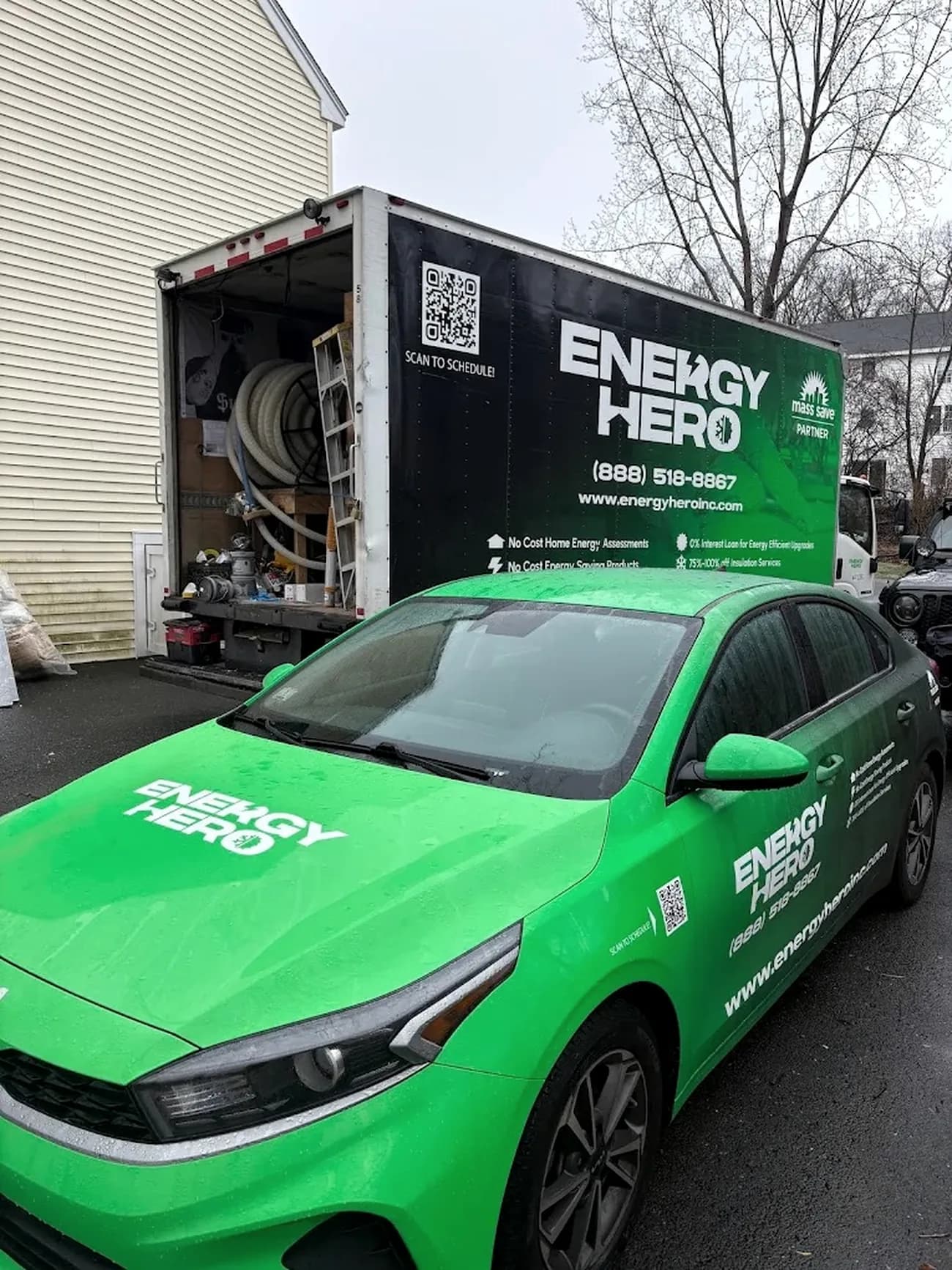 Energy Hero crew and fleet at a Massachusetts home